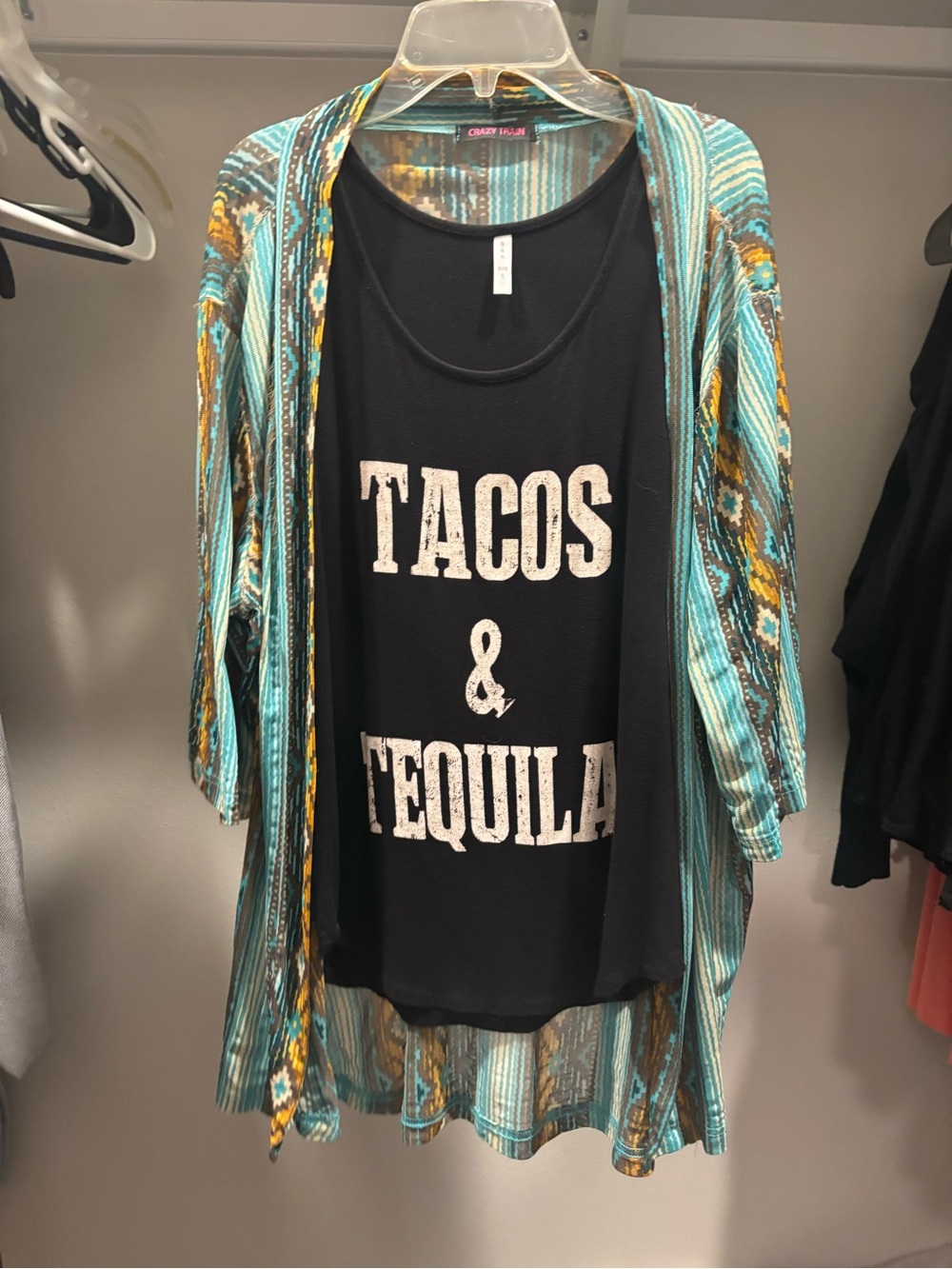 Crazy Train Turquoise Multi Aztec Duster Cardigan